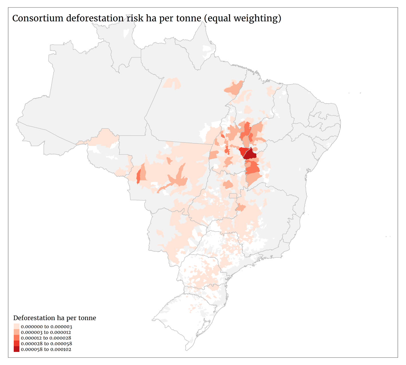 ReLI consortium deforestation risk per tonne bought from Brazil